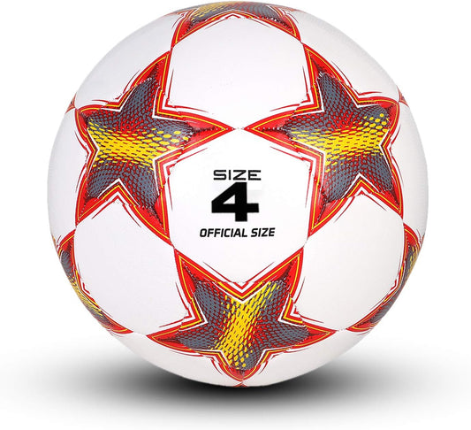 Soccer Training Ball, Pentagram Practice Soccer Balls Classic Sizes 3,4,5 for Youth, Kids, Perfect for Outdoor & Indoor Match or Game, Red White (Size 4)